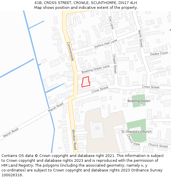 41B, CROSS STREET, CROWLE, SCUNTHORPE, DN17 4LH: Location map and indicative extent of plot