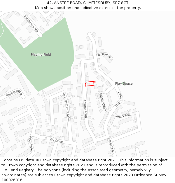 42, ANSTEE ROAD, SHAFTESBURY, SP7 8GT: Location map and indicative extent of plot