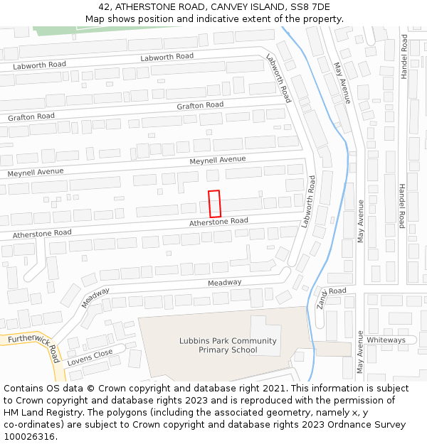 42, ATHERSTONE ROAD, CANVEY ISLAND, SS8 7DE: Location map and indicative extent of plot