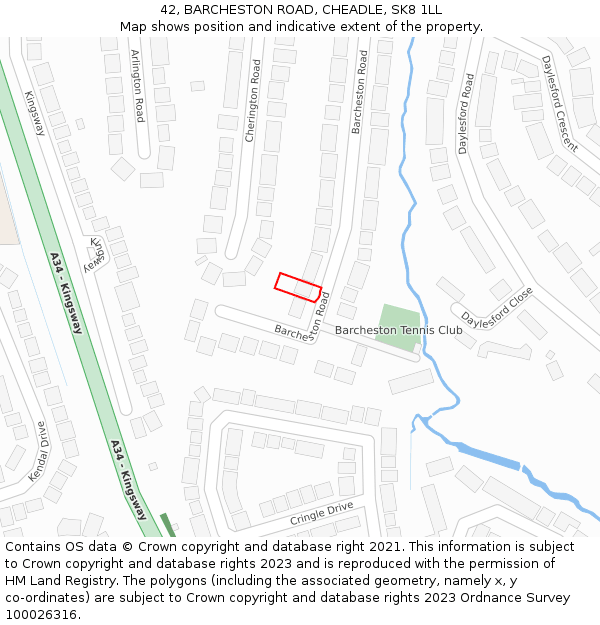 42, BARCHESTON ROAD, CHEADLE, SK8 1LL: Location map and indicative extent of plot