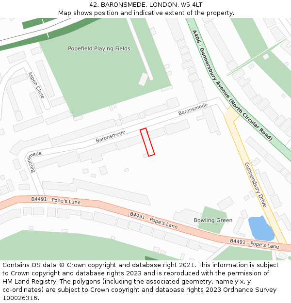 42, BARONSMEDE, LONDON, W5 4LT: Location map and indicative extent of plot