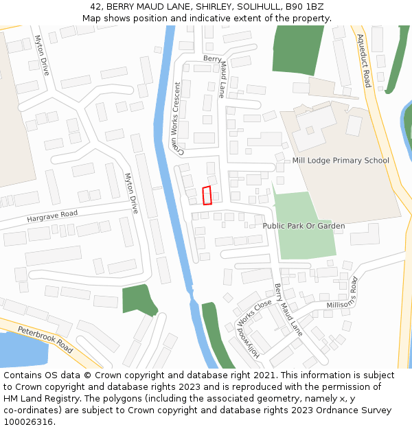 42, BERRY MAUD LANE, SHIRLEY, SOLIHULL, B90 1BZ: Location map and indicative extent of plot