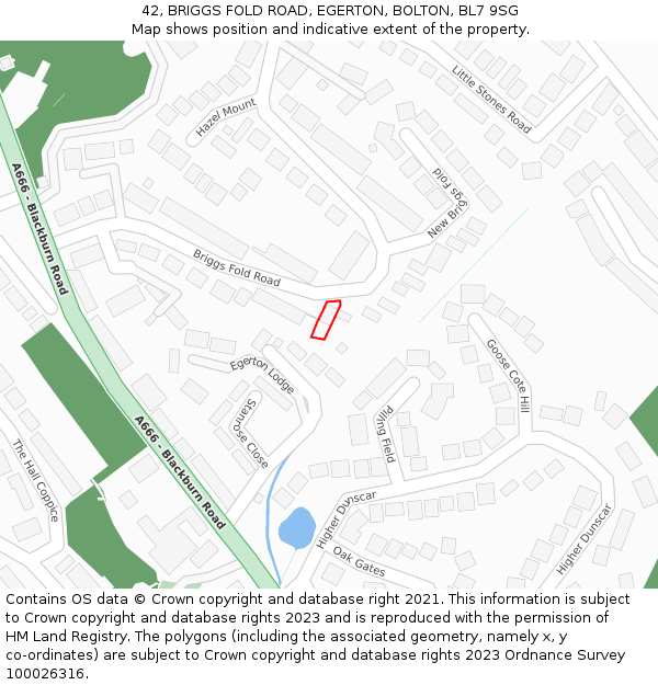 42, BRIGGS FOLD ROAD, EGERTON, BOLTON, BL7 9SG: Location map and indicative extent of plot