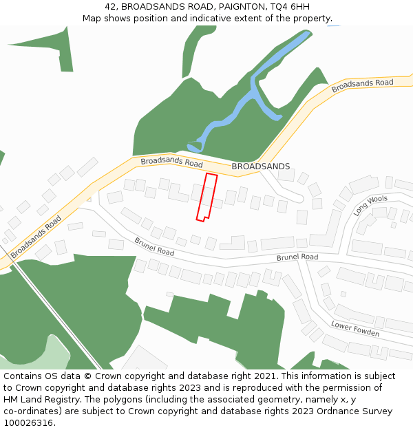 42, BROADSANDS ROAD, PAIGNTON, TQ4 6HH: Location map and indicative extent of plot