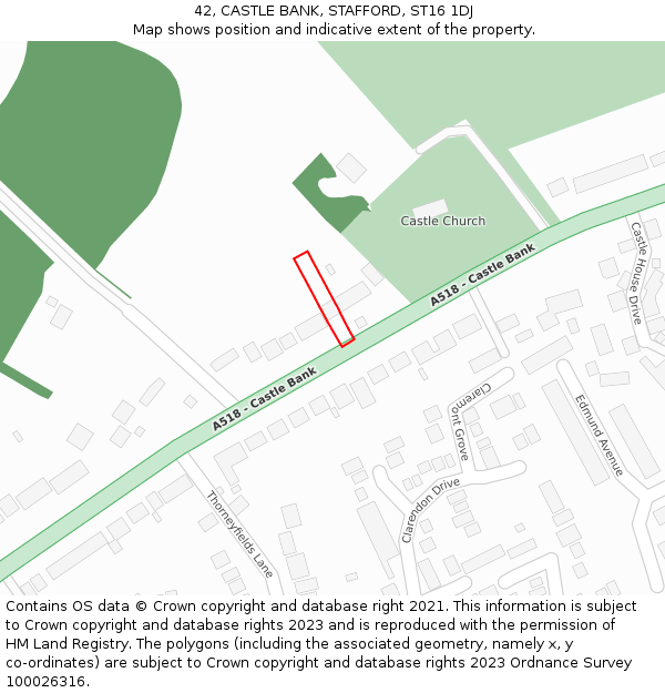42, CASTLE BANK, STAFFORD, ST16 1DJ: Location map and indicative extent of plot