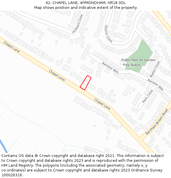 42, CHAPEL LANE, WYMONDHAM, NR18 0DL: Location map and indicative extent of plot