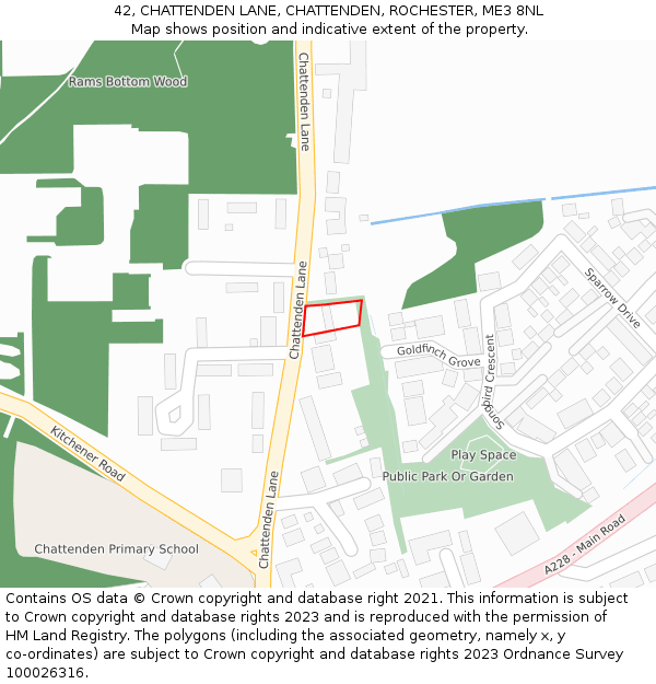 42, CHATTENDEN LANE, CHATTENDEN, ROCHESTER, ME3 8NL: Location map and indicative extent of plot