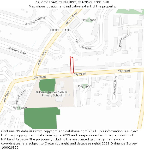42, CITY ROAD, TILEHURST, READING, RG31 5HB: Location map and indicative extent of plot