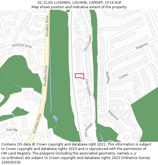 42, CLOS LLYSFAEN, LISVANE, CARDIFF, CF14 0UP: Location map and indicative extent of plot