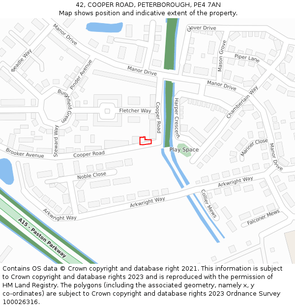 42, COOPER ROAD, PETERBOROUGH, PE4 7AN: Location map and indicative extent of plot