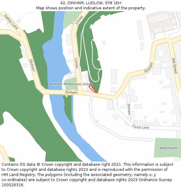42, DINHAM, LUDLOW, SY8 1EH: Location map and indicative extent of plot