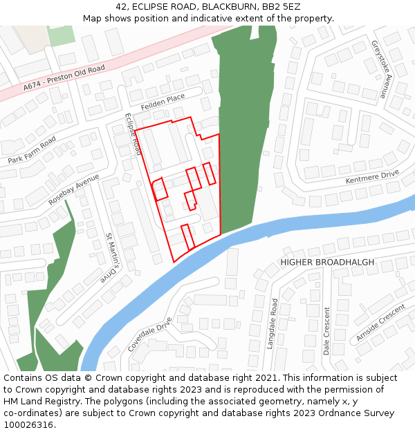 42, ECLIPSE ROAD, BLACKBURN, BB2 5EZ: Location map and indicative extent of plot