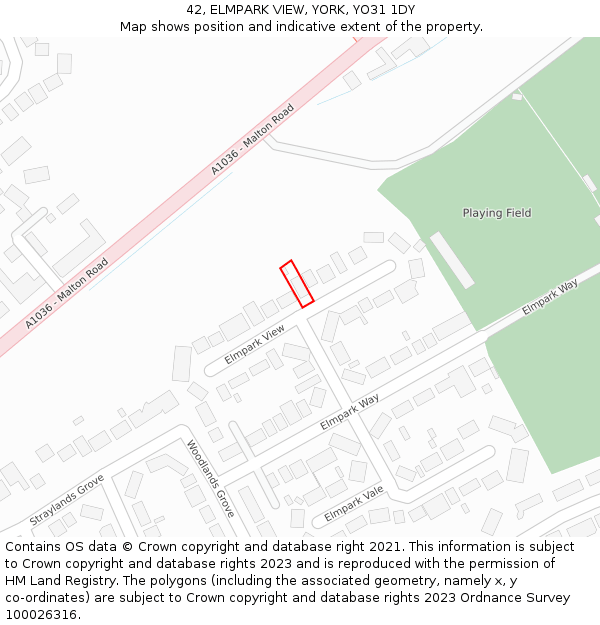 42, ELMPARK VIEW, YORK, YO31 1DY: Location map and indicative extent of plot