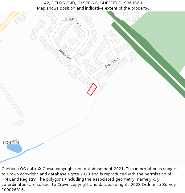 42, FIELDS END, OXSPRING, SHEFFIELD, S36 8WH: Location map and indicative extent of plot