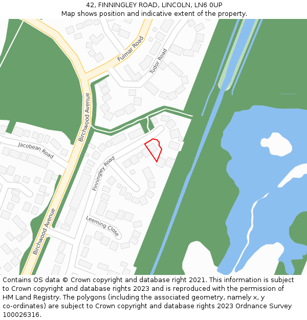 42, FINNINGLEY ROAD, LINCOLN, LN6 0UP: Location map and indicative extent of plot