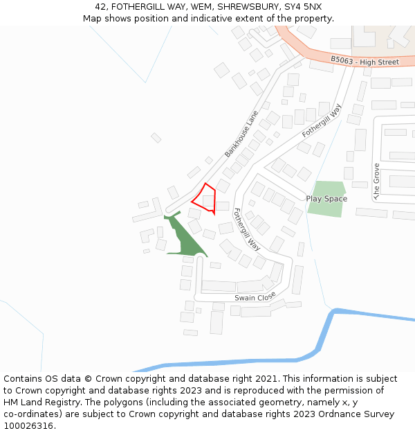 42, FOTHERGILL WAY, WEM, SHREWSBURY, SY4 5NX: Location map and indicative extent of plot