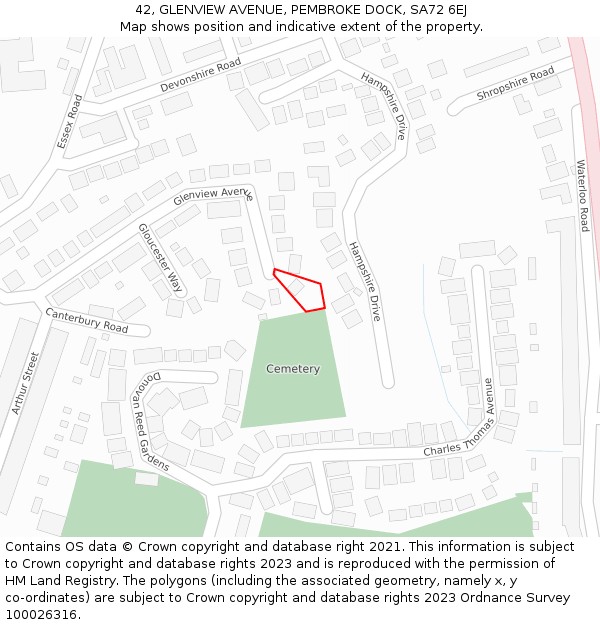 42, GLENVIEW AVENUE, PEMBROKE DOCK, SA72 6EJ: Location map and indicative extent of plot