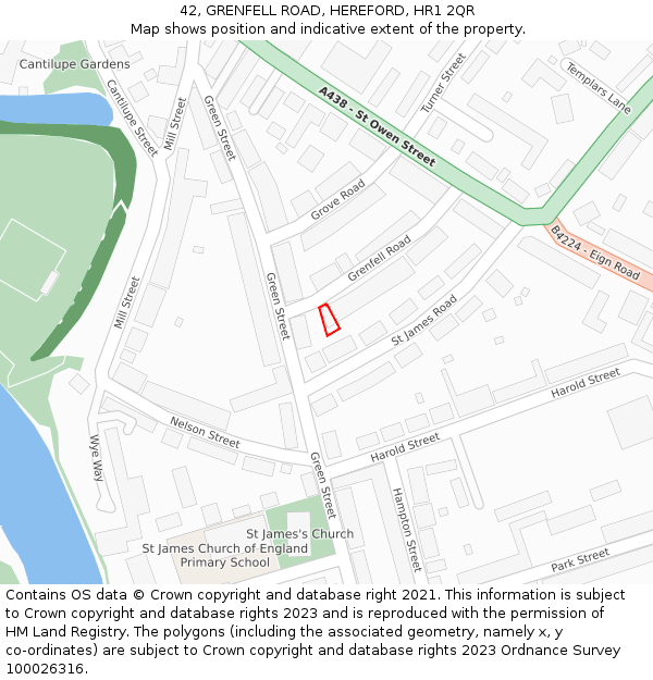 42, GRENFELL ROAD, HEREFORD, HR1 2QR: Location map and indicative extent of plot