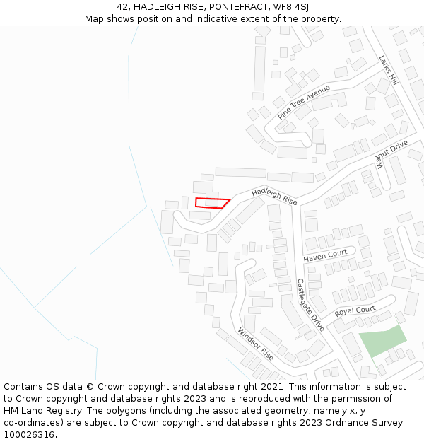 42, HADLEIGH RISE, PONTEFRACT, WF8 4SJ: Location map and indicative extent of plot