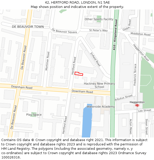 42, HERTFORD ROAD, LONDON, N1 5AE: Location map and indicative extent of plot