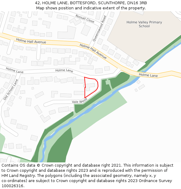 42, HOLME LANE, BOTTESFORD, SCUNTHORPE, DN16 3RB: Location map and indicative extent of plot