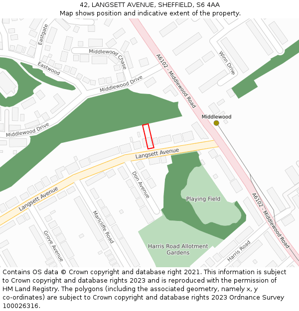 42, LANGSETT AVENUE, SHEFFIELD, S6 4AA: Location map and indicative extent of plot