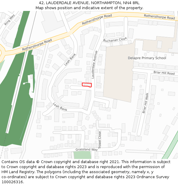 42, LAUDERDALE AVENUE, NORTHAMPTON, NN4 8RL: Location map and indicative extent of plot