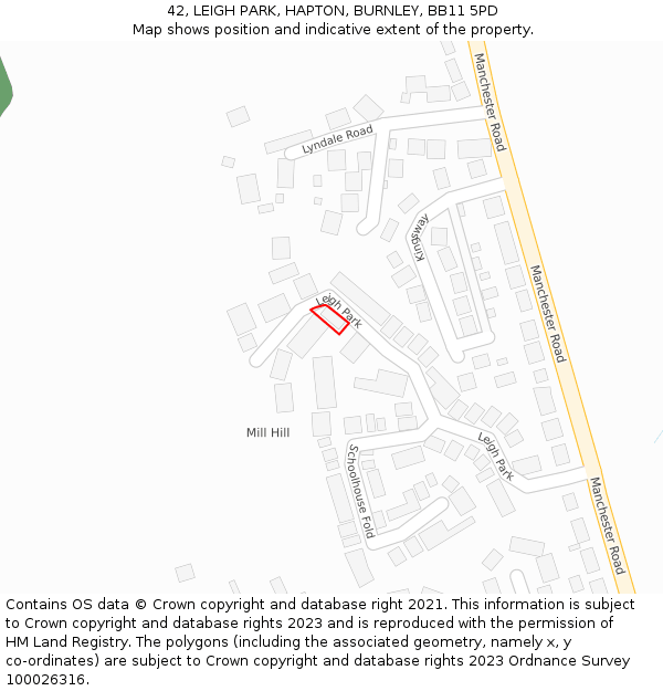 42, LEIGH PARK, HAPTON, BURNLEY, BB11 5PD: Location map and indicative extent of plot