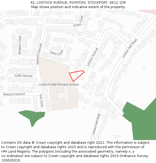 42, LOSTOCK AVENUE, POYNTON, STOCKPORT, SK12 1DR: Location map and indicative extent of plot