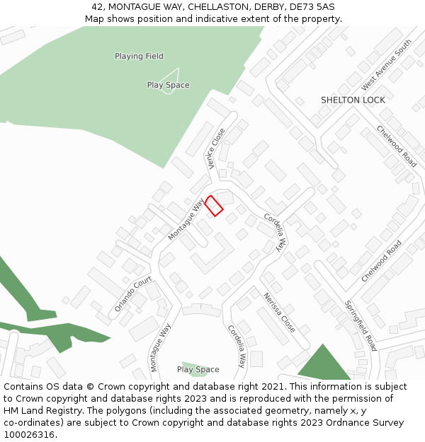 42, MONTAGUE WAY, CHELLASTON, DERBY, DE73 5AS: Location map and indicative extent of plot