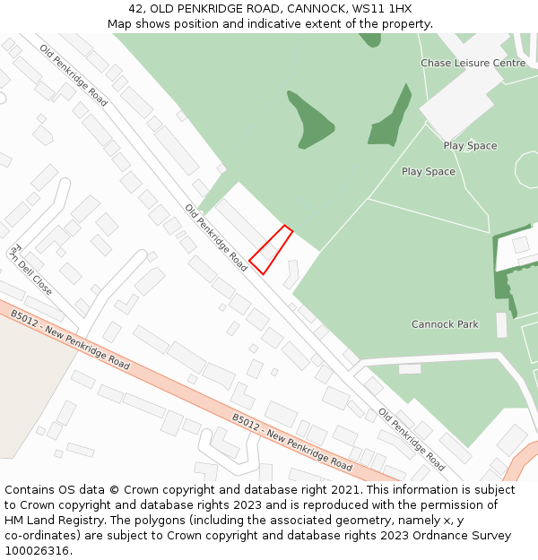 42, OLD PENKRIDGE ROAD, CANNOCK, WS11 1HX: Location map and indicative extent of plot