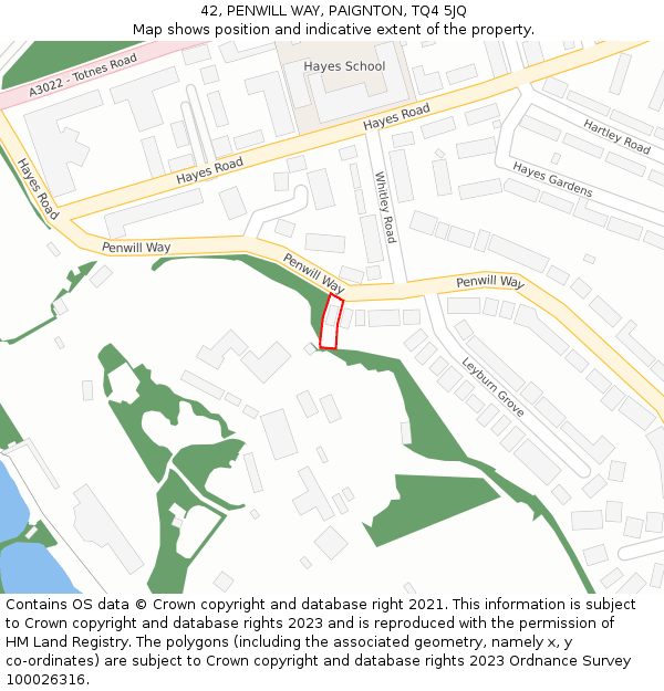 42, PENWILL WAY, PAIGNTON, TQ4 5JQ: Location map and indicative extent of plot