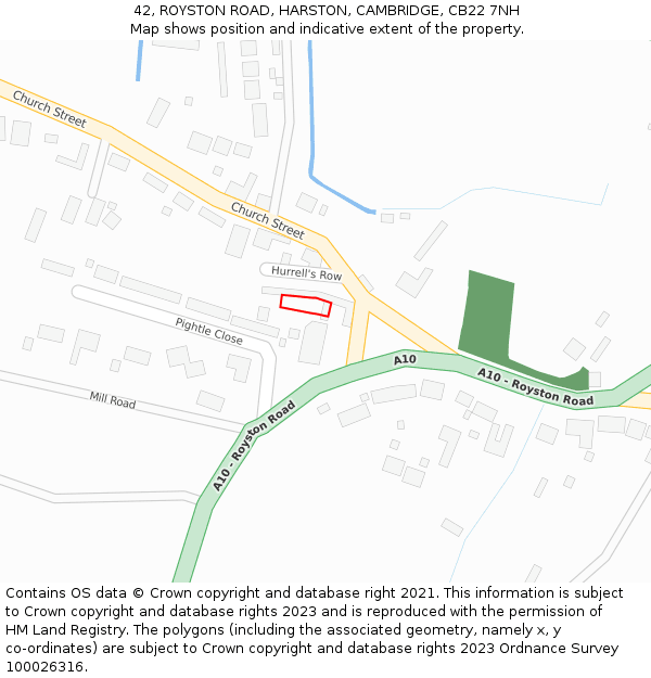 42, ROYSTON ROAD, HARSTON, CAMBRIDGE, CB22 7NH: Location map and indicative extent of plot