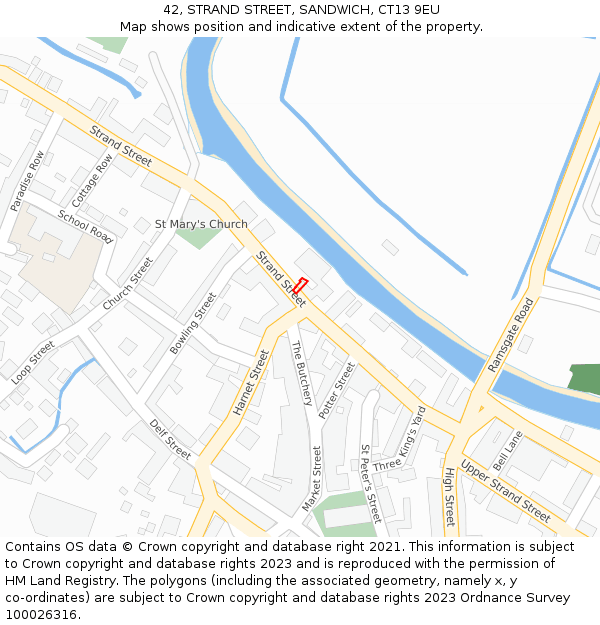 42, STRAND STREET, SANDWICH, CT13 9EU: Location map and indicative extent of plot