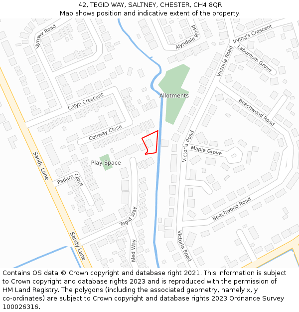 42, TEGID WAY, SALTNEY, CHESTER, CH4 8QR: Location map and indicative extent of plot