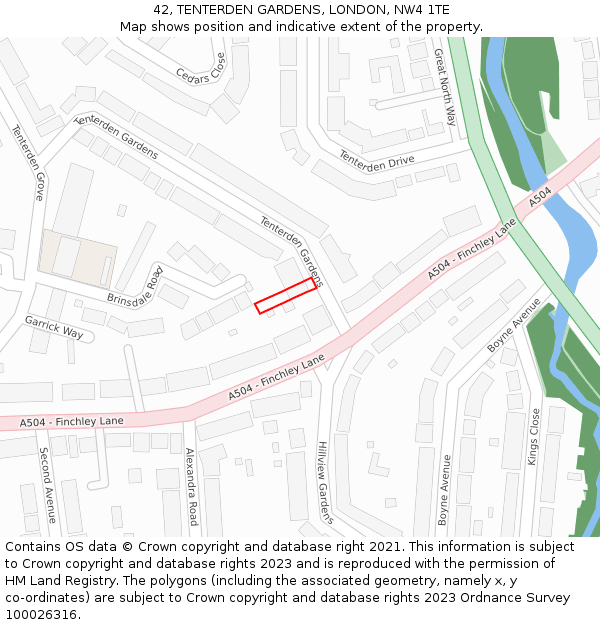 42, TENTERDEN GARDENS, LONDON, NW4 1TE: Location map and indicative extent of plot