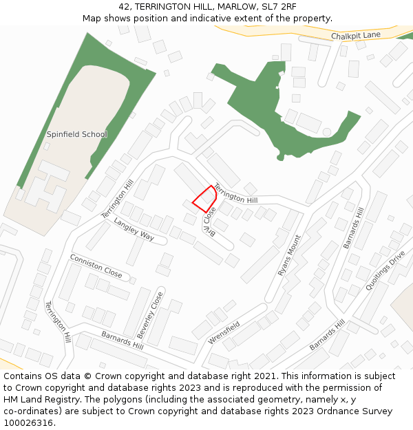 42, TERRINGTON HILL, MARLOW, SL7 2RF: Location map and indicative extent of plot
