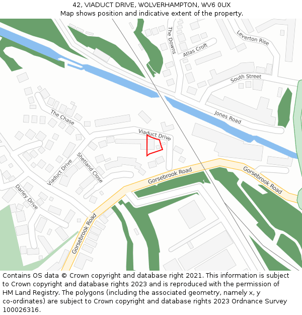 42, VIADUCT DRIVE, WOLVERHAMPTON, WV6 0UX: Location map and indicative extent of plot