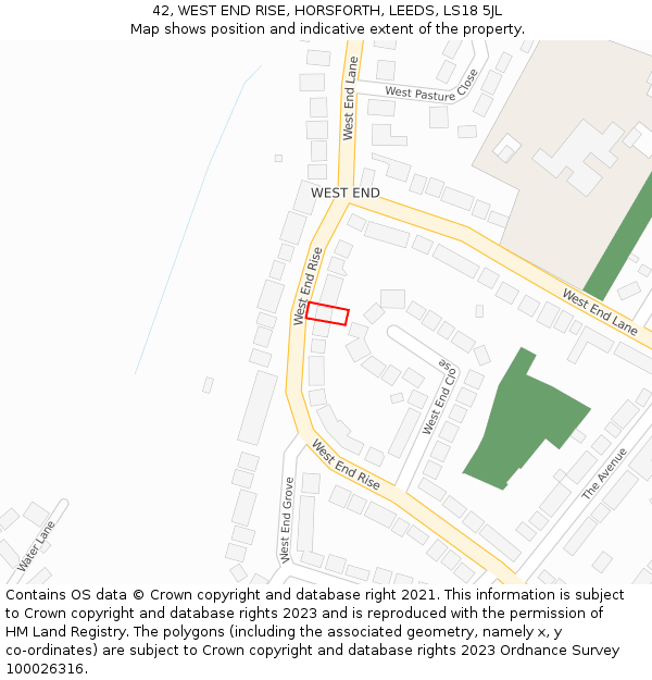 42, WEST END RISE, HORSFORTH, LEEDS, LS18 5JL: Location map and indicative extent of plot