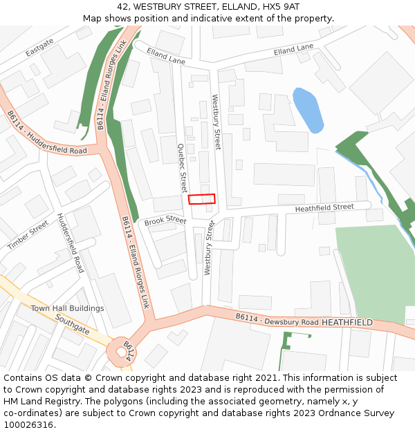 42, WESTBURY STREET, ELLAND, HX5 9AT: Location map and indicative extent of plot