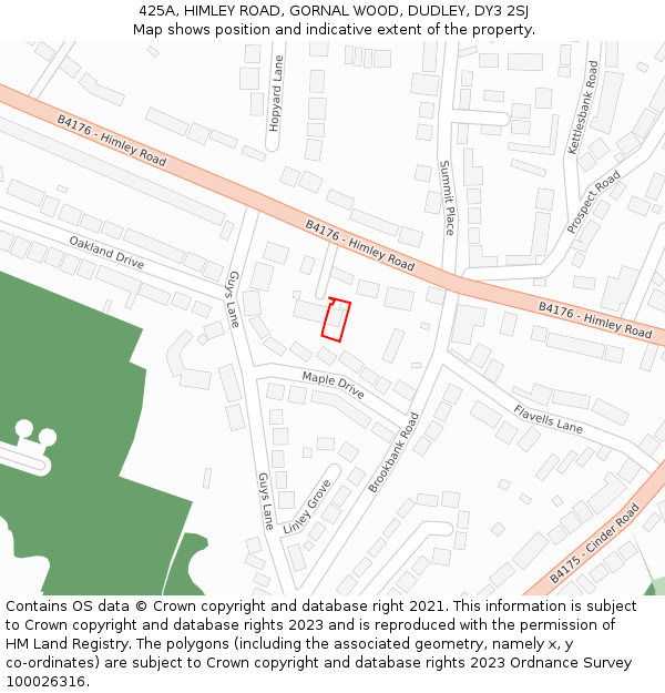 425A, HIMLEY ROAD, GORNAL WOOD, DUDLEY, DY3 2SJ: Location map and indicative extent of plot