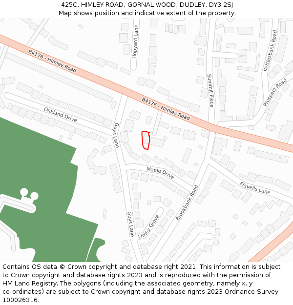 425C, HIMLEY ROAD, GORNAL WOOD, DUDLEY, DY3 2SJ: Location map and indicative extent of plot