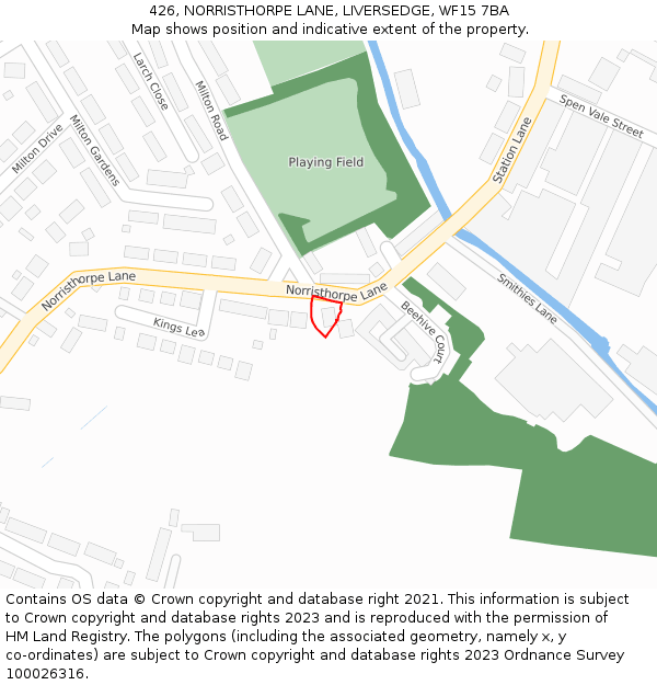 426, NORRISTHORPE LANE, LIVERSEDGE, WF15 7BA: Location map and indicative extent of plot