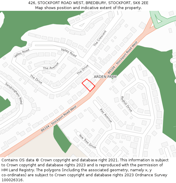 426, STOCKPORT ROAD WEST, BREDBURY, STOCKPORT, SK6 2EE: Location map and indicative extent of plot