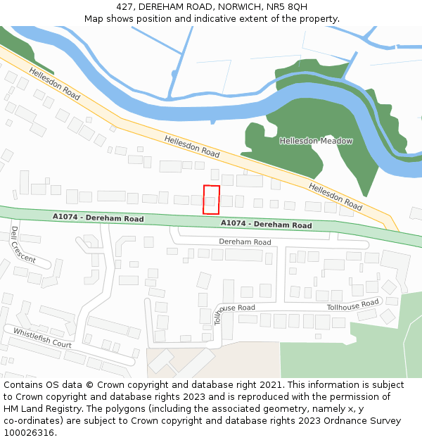 427, DEREHAM ROAD, NORWICH, NR5 8QH: Location map and indicative extent of plot