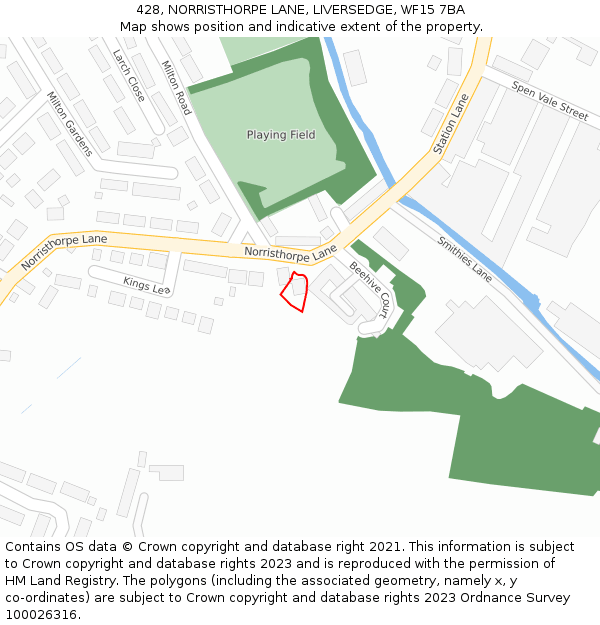 428, NORRISTHORPE LANE, LIVERSEDGE, WF15 7BA: Location map and indicative extent of plot