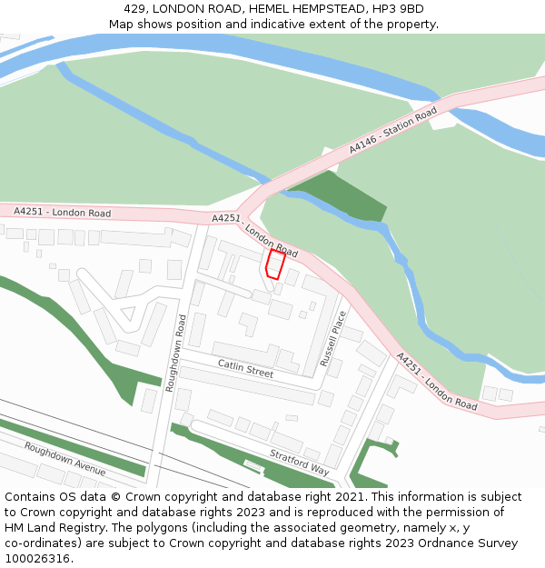 429, LONDON ROAD, HEMEL HEMPSTEAD, HP3 9BD: Location map and indicative extent of plot