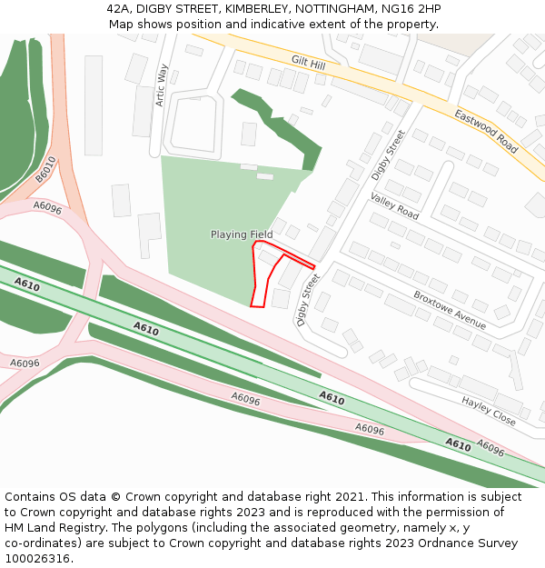 42A, DIGBY STREET, KIMBERLEY, NOTTINGHAM, NG16 2HP: Location map and indicative extent of plot