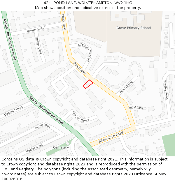 42H, POND LANE, WOLVERHAMPTON, WV2 1HG: Location map and indicative extent of plot