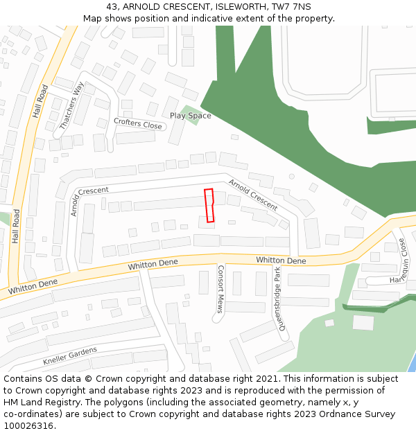 43, ARNOLD CRESCENT, ISLEWORTH, TW7 7NS: Location map and indicative extent of plot
